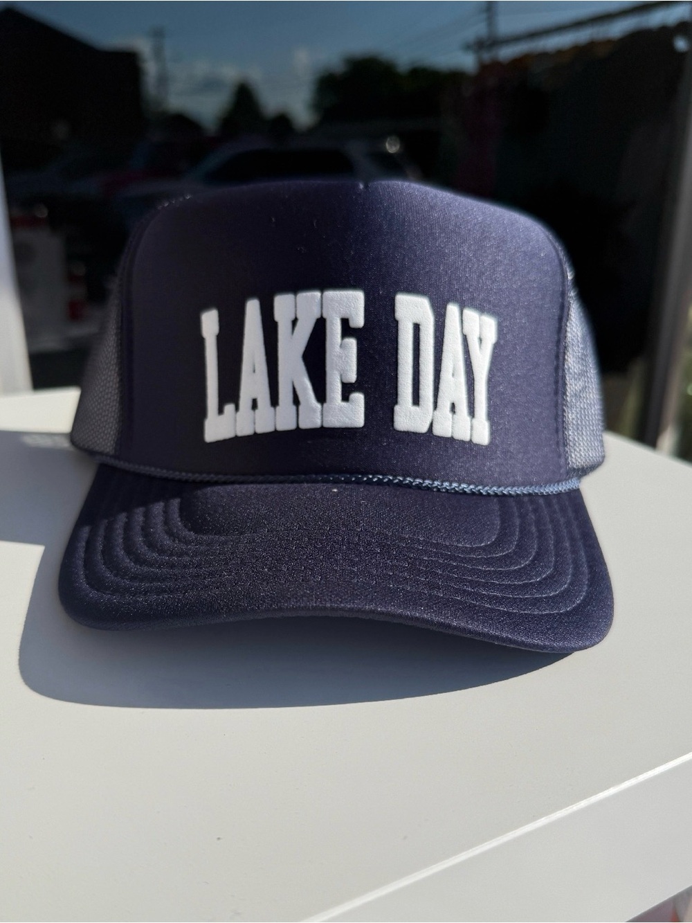 “Lake Day” Navy Trucker Hat